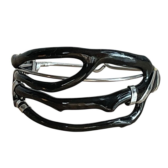 The Unbranded Brand Jewelry - Vintage Black Coral Bracelet Silver Tone Wrapped Sz 6.5 Artist Made